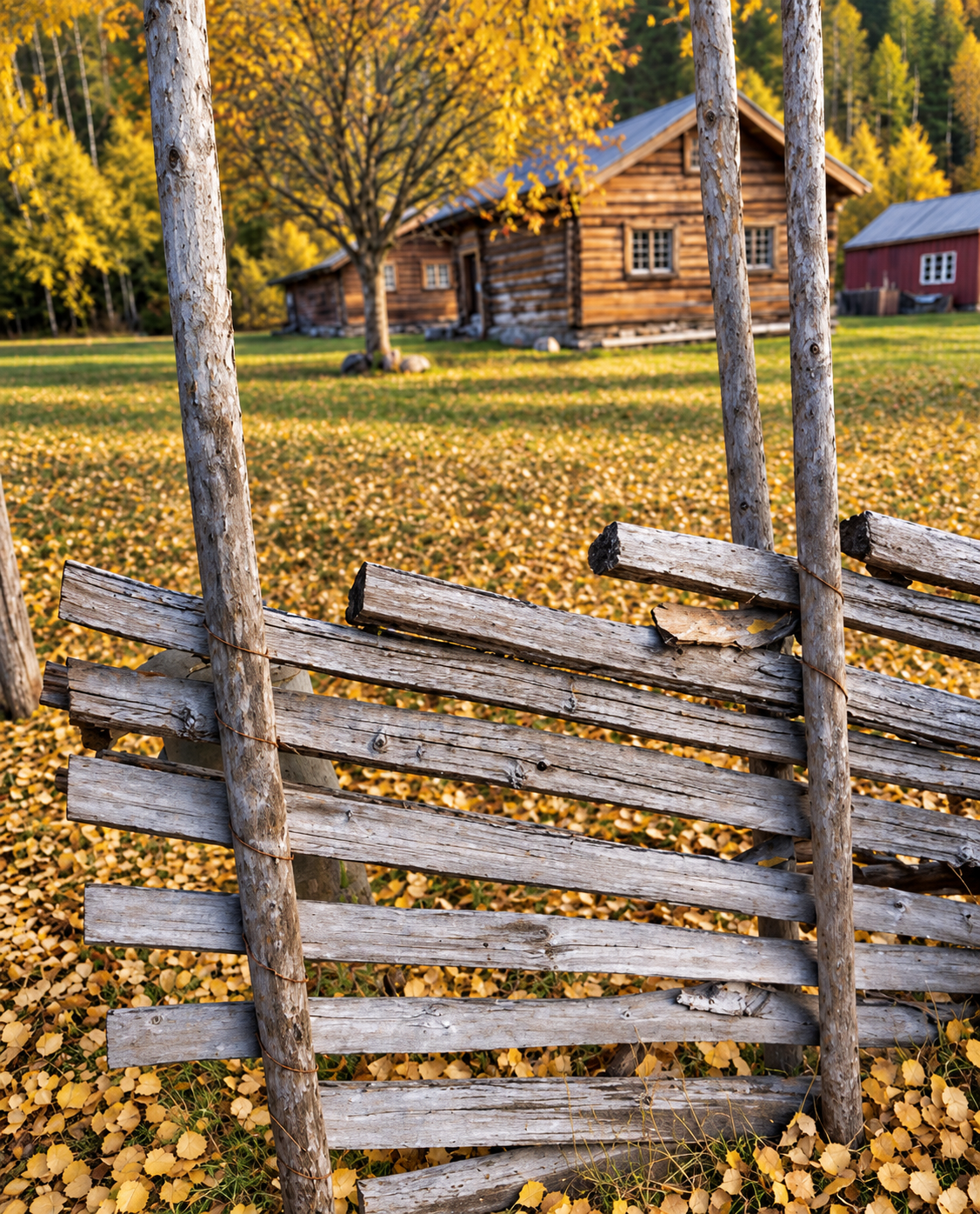 Redigert bilde av skigard med museumshus- Tuddal- 04.10.29